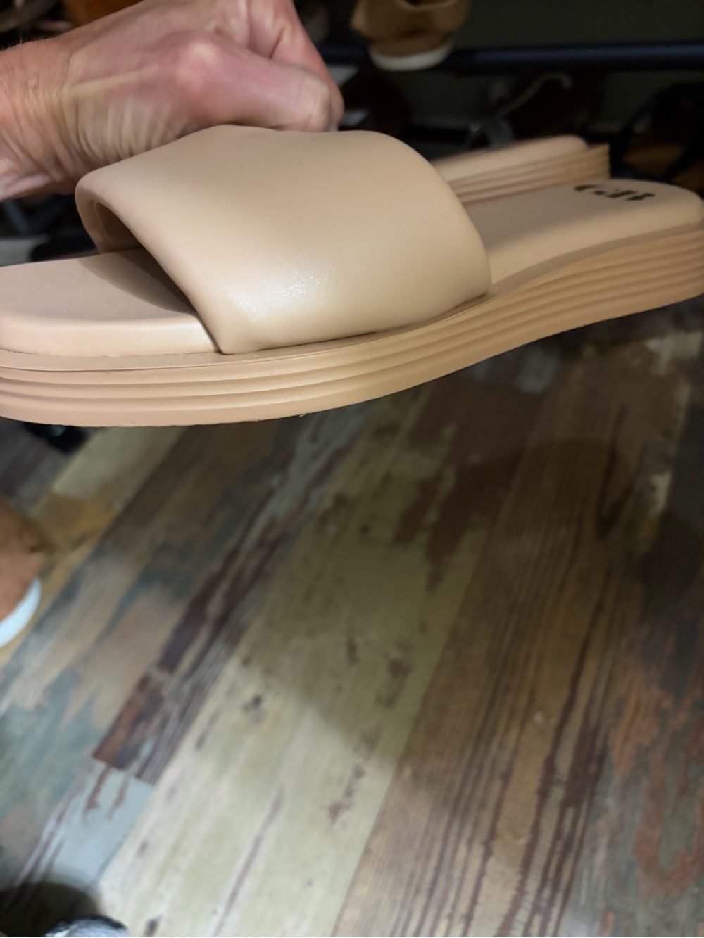 Gianni Bini Neutral Tan Wide-Band Slide Sandal